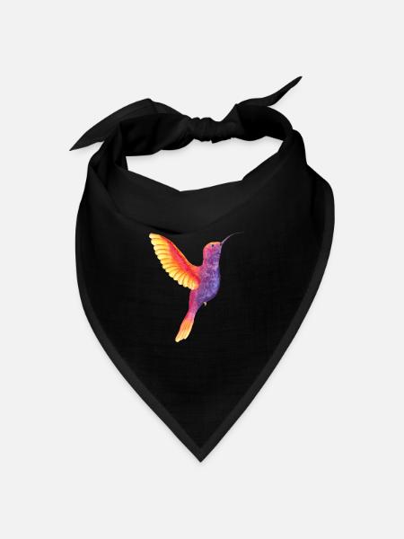 Lebendiger Aquarell-Kolibri - Bandana Dreieckstuch - Schwarz
