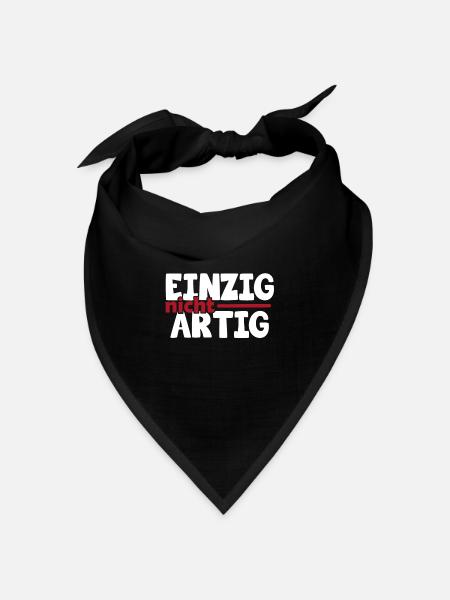 Einzig nicht Artig, Spruch, Wortspiel, Statement - Bandana Dreieckstuch - Schwarz