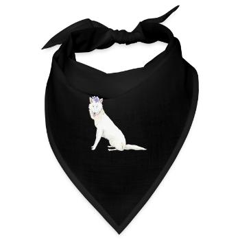 Weißer Schwisshirsch mit Blume - Bandana Dreieckstuch - Schwarz - Vorne