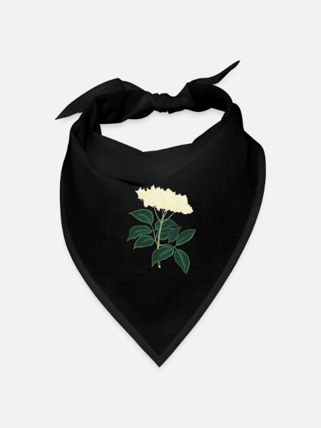 Holunder botanische Zeichnung - Bandana Dreieckstuch - Schwarz