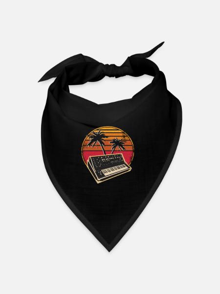 Analog Synthesizer Vintage 70s Sunset Synth - Bandana Dreieckstuch - Schwarz