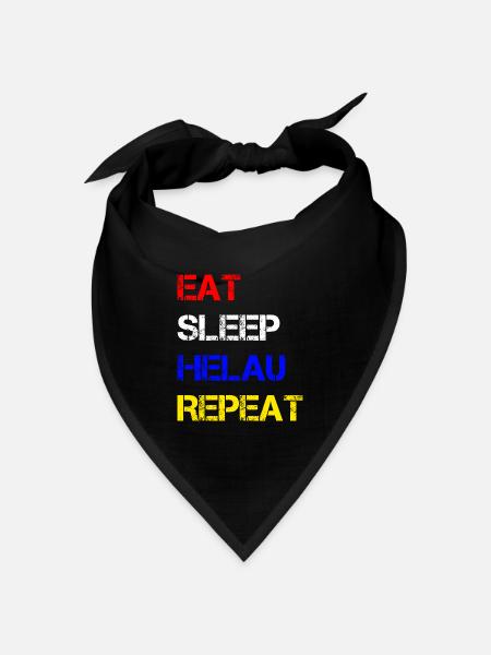 EAT SLEEP HELAU REPEAT | Fasching - Bandana Dreieckstuch - Schwarz