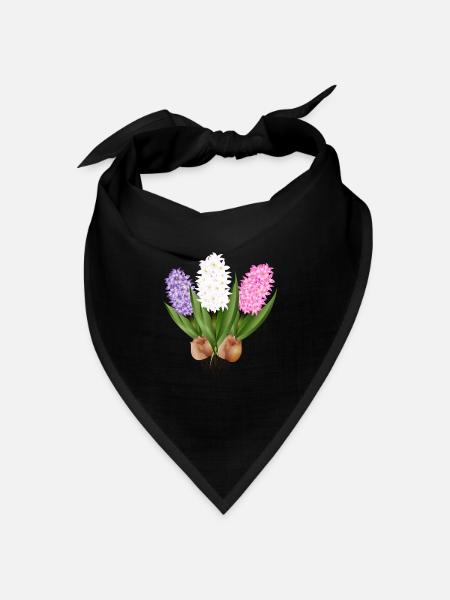 Von Hand gezeichnete Hyazinthen - Bandana Dreieckstuch - Schwarz