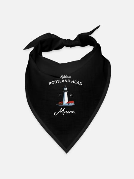 Portland, Lighthouse Head, Maine - Bandana Dreieckstuch - Schwarz