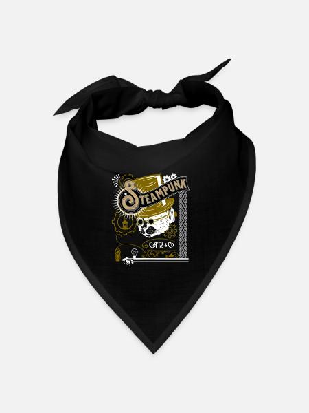 Viktorianisches Katzen Steampunk Design - Bandana Dreieckstuch - Schwarz