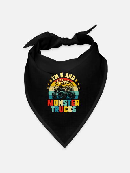 Monster Truck Car 6 Jahre Jubiläum - Bandana Dreieckstuch - Schwarz