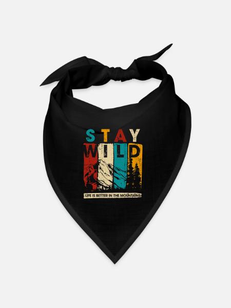 Stay Wild Mountain Grafik - Bandana Dreieckstuch - Schwarz