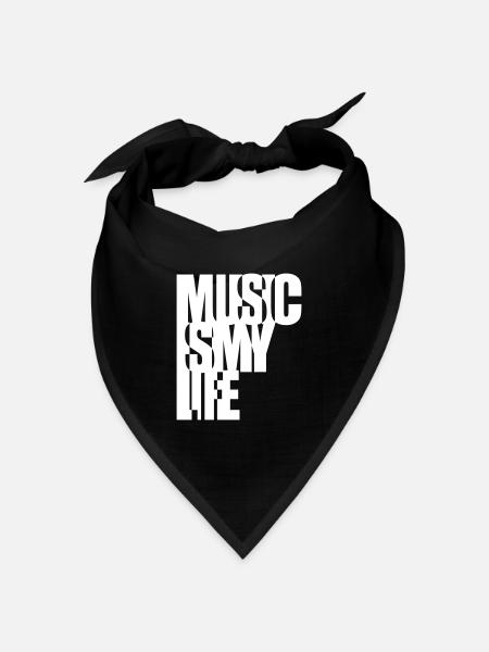 Music is my Life Spruch Musik ist mein Party Leben - Bandana Dreieckstuch - Schwarz