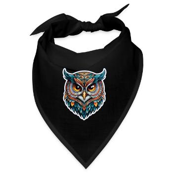 Eule Neo Traditional - Bandana Dreieckstuch - Schwarz - Vorne