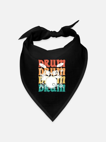 Vintage Schlagzeug Musiker Schlagzeuger - Bandana Dreieckstuch - Schwarz