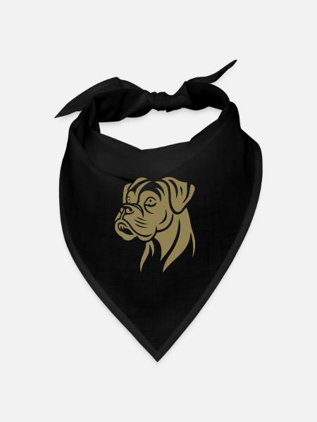 Hund Boxer Kopf Silhouette Minimalistisch - Bandana Dreieckstuch - Schwarz