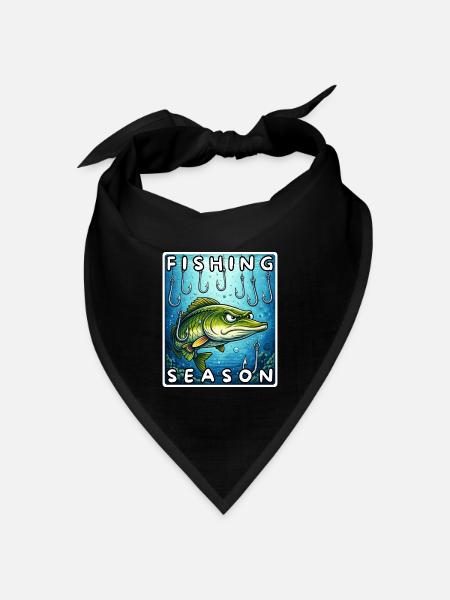 Fishing Season Lustiger Hecht Angel Shirt, Sticker - Bandana Dreieckstuch - Schwarz