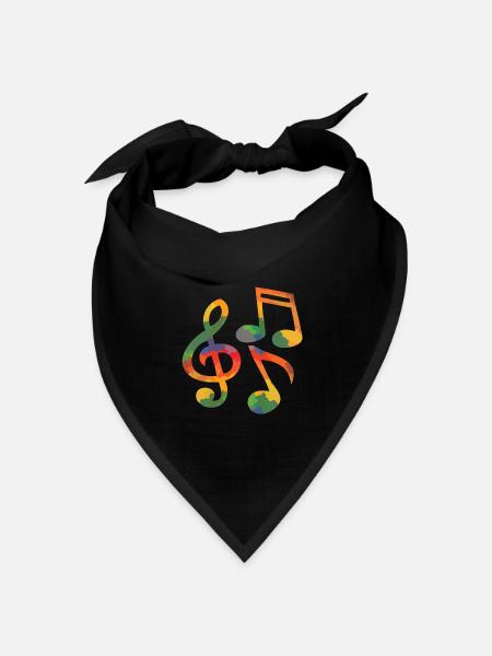 Farbige Musiknoten - Bandana Dreieckstuch - Schwarz