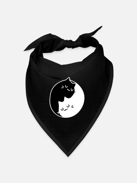 Ying Yang Katzen Geschenk Idee - Bandana Dreieckstuch - Schwarz