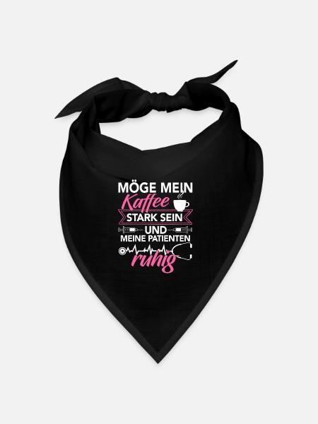 Krankenschwester Shirt · Pflege · Kaffee stark - Bandana Dreieckstuch - Schwarz