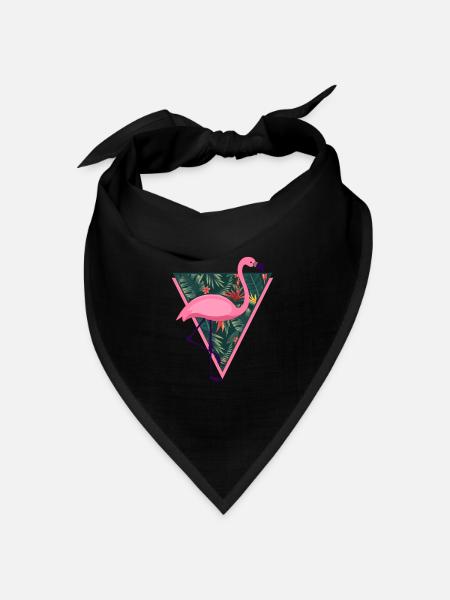 Flamingo Tropical - Bandana Dreieckstuch - Schwarz
