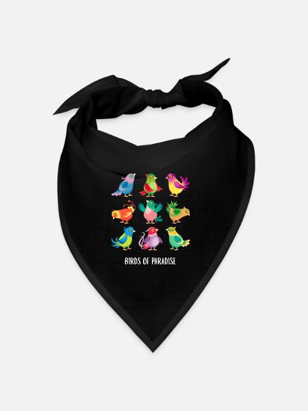 Paradiesvögel 2 - Bandana Dreieckstuch - Schwarz