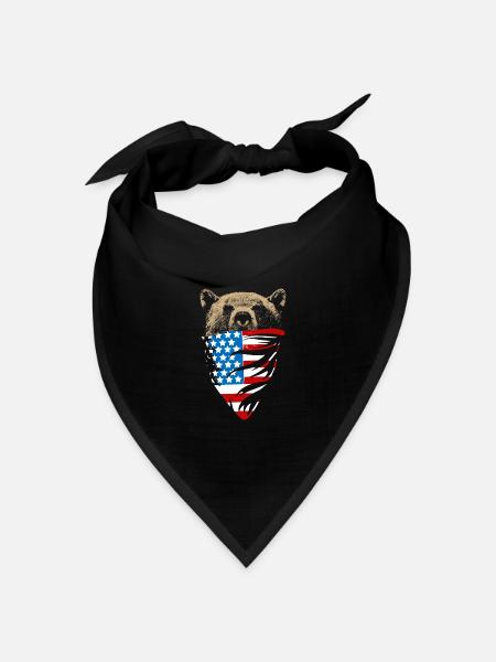 Bär in USA Flagge - Bandana Dreieckstuch - Schwarz