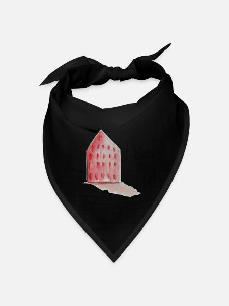 Ein rotes Haus - Hausmann sein :) - Bandana Dreieckstuch - Schwarz