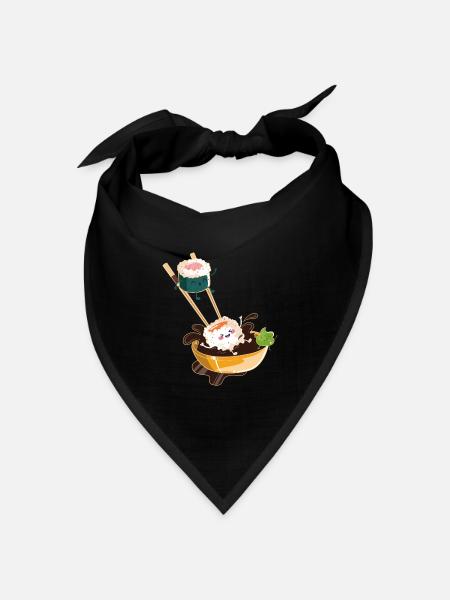 Sushi Anime I Japanese Food I Kawaii Sushi - Bandana Dreieckstuch - Schwarz