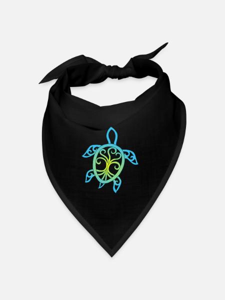 Blaue und gelbe Meeresschildkröten-Symbol - Bandana Dreieckstuch - Schwarz