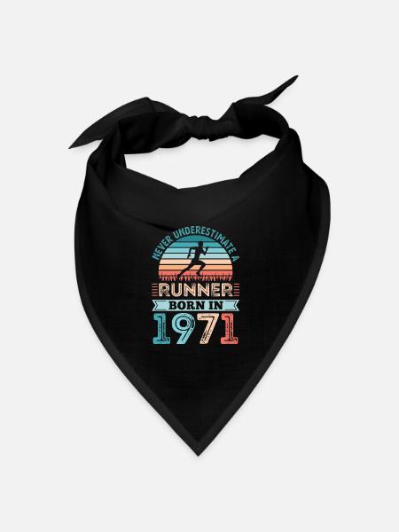 Läufer geboren 1971 50. Geburtstag Geschenk Running Dad - Bandana Dreieckstuch - Schwarz