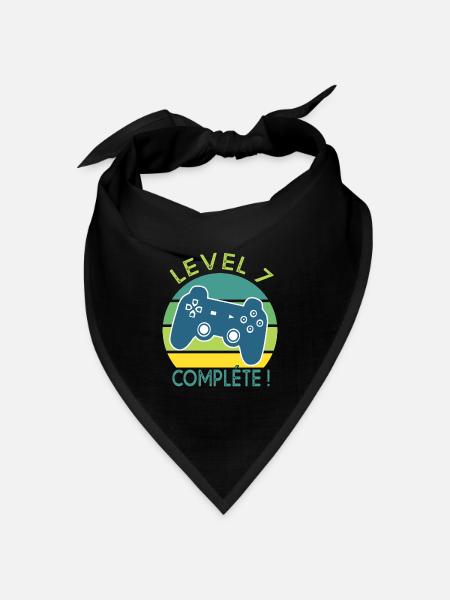 Level 7 Geschenk Geek Geburtstag 7 Jahre gamer - Bandana Dreieckstuch - Schwarz