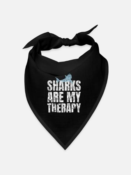 Sharks Are My Therapy Haiforscher Meeresbiologe - Bandana Dreieckstuch - Schwarz