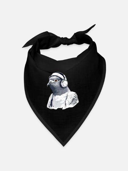 Zaki, die audiophile Taube - Bandana Dreieckstuch - Schwarz
