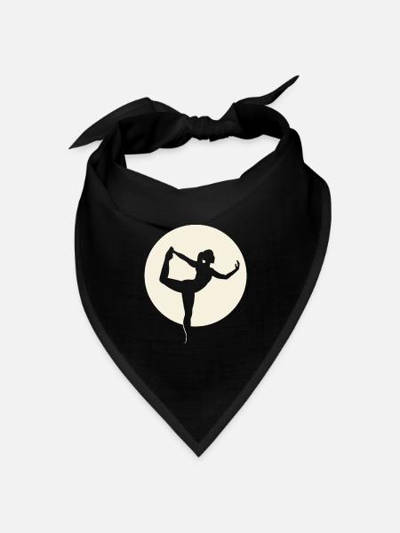 Yoga Silhouette Tänzer Pose vor Mond - Bandana Dreieckstuch - Schwarz