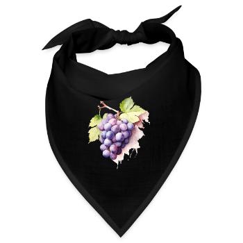 Weintrauben Aquarell Cluster - Bandana Dreieckstuch - Schwarz - Vorne
