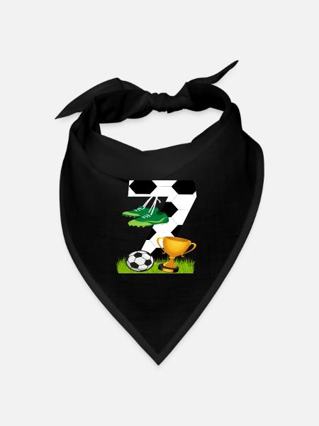 Fußball 7 Geburtstag Fußballspieler Fussball - Bandana Dreieckstuch - Schwarz