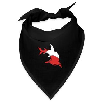 Scuba Diver Rot Weiße Flagge Hammerhead Tauchen - Bandana Dreieckstuch - Schwarz - Vorne