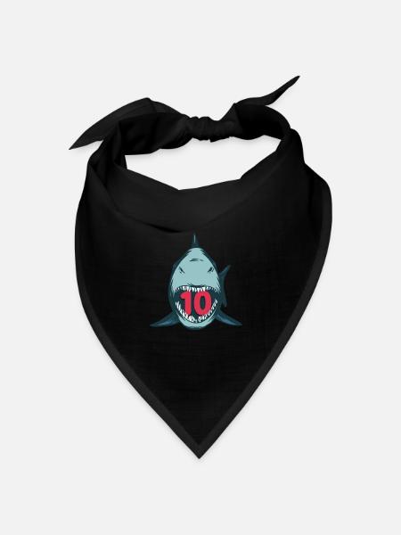 Megalodon Hai 10. Geburtstag 10 Jahre Megalodon - Bandana Dreieckstuch - Schwarz