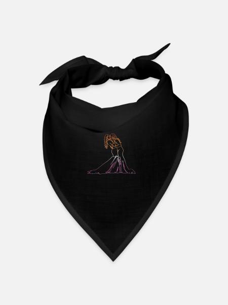 Zwei Bräute Oneline Art - Lesbische Hochzeit - Bandana Dreieckstuch - Schwarz