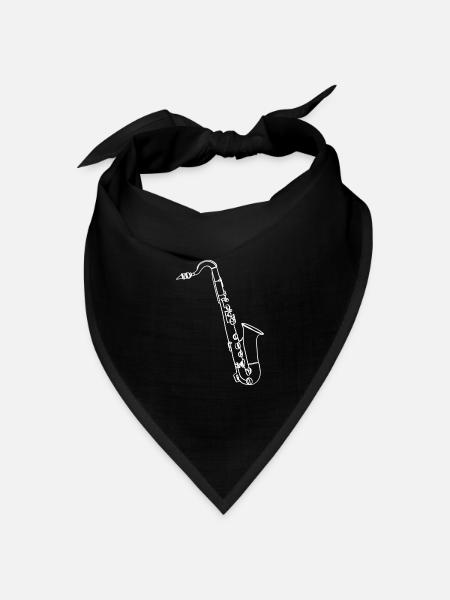 Saxophon Oneline Art - Saxophon-Musiker - Bandana Dreieckstuch - Schwarz