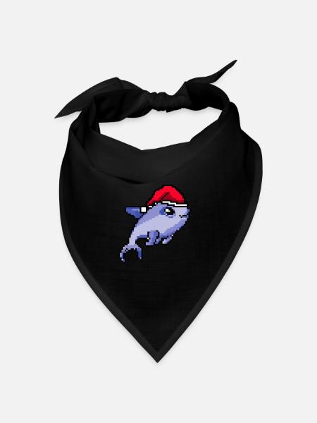 Delphin gepixeltes Weihnachten - Lustige - Bandana Dreieckstuch - Schwarz