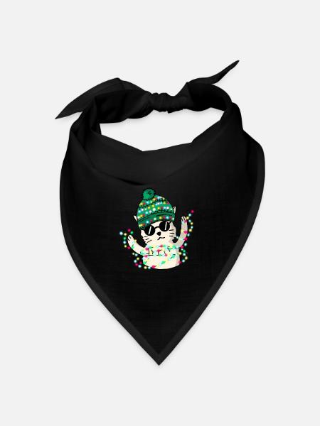 Weihnachten - Merry Catmas! - Bandana Dreieckstuch - Schwarz