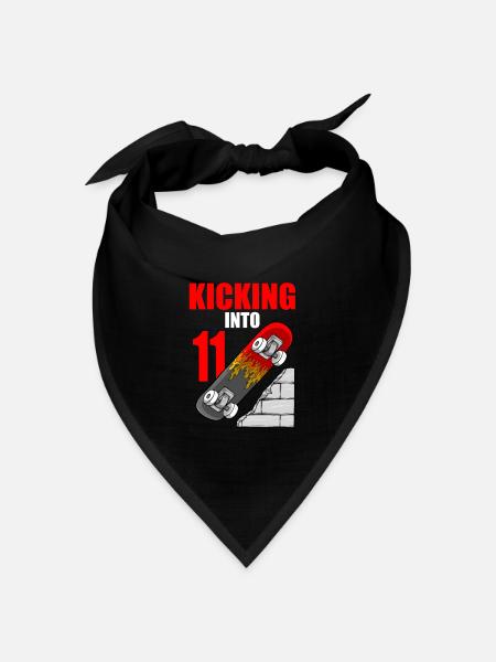 Skateboard Geburtstag für Jungen 11. Geburtstag Skater - Bandana Dreieckstuch - Schwarz