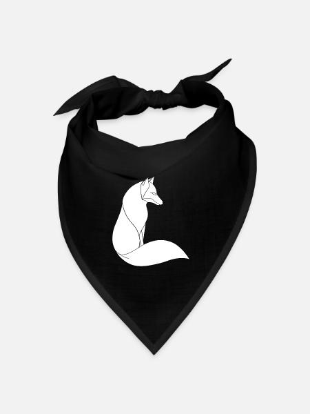 Fuchs in feiner Linienkunst auf weiß - Bandana Dreieckstuch - Schwarz