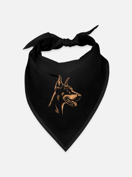 Dobermann Pinscher, Hundekopf, Zeichnung bronze - Bandana Dreieckstuch - Schwarz