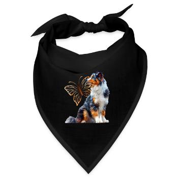 Englisches Schäferhund - Bandana Dreieckstuch - Schwarz - Vorne
