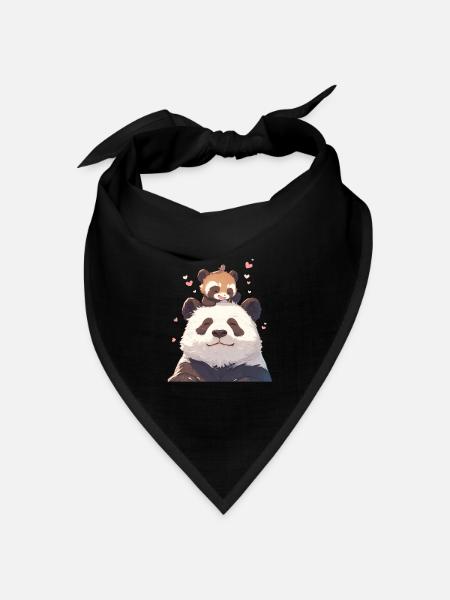 Pandabär Tanuki Japanischer Riesenpanda - Bandana Dreieckstuch - Schwarz
