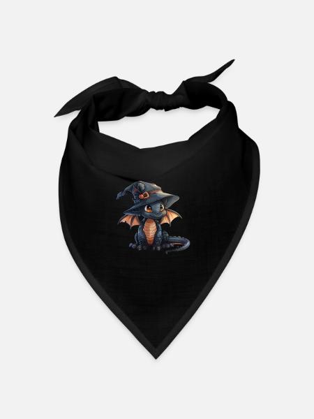 Drachenhexe Halloween Niedlich Anime Kinder - Bandana Dreieckstuch - Schwarz