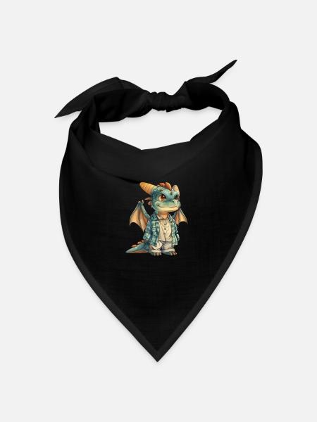 Drachen Schlafanzug Kawaii Drache Kinder - Bandana Dreieckstuch - Schwarz