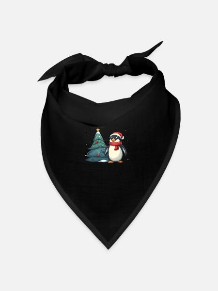 Pinguin Weihnachtsbaum Pinguin Niedlich - Bandana Dreieckstuch - Schwarz