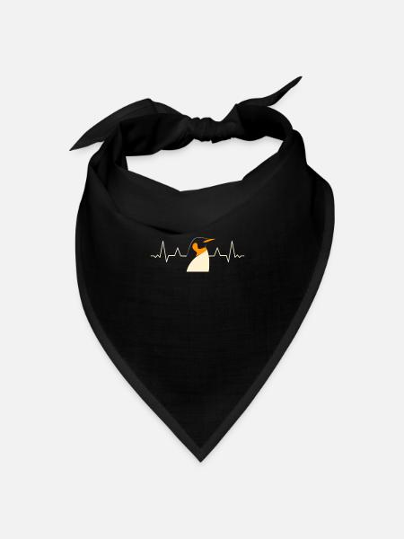 Pinguin Herzschlag Kawaii Pinguin Niedlich - Bandana Dreieckstuch - Schwarz