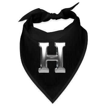 Chrome ,, H " Metallic - Bandana Dreieckstuch - Schwarz - Vorne