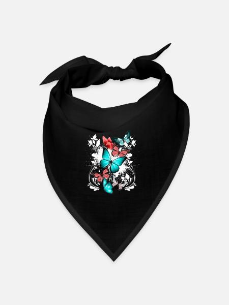 Schmetterling Bunt Farbenfroh Schön Kunst Natur - Bandana Dreieckstuch - Schwarz