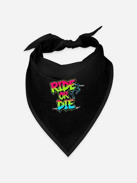 Ride or Die – Buntes Skateboard Street Art Design - Bandana Dreieckstuch - Schwarz